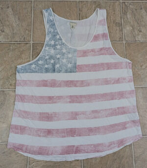 Vintage Ralph Lauren Denim & Supply USA American Flag Tank top knit men L 1843
